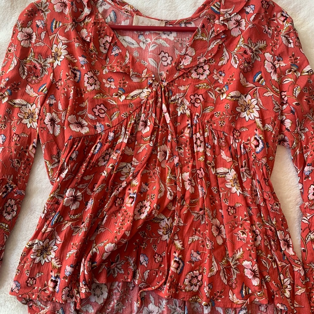 Alterd state red floral blouse